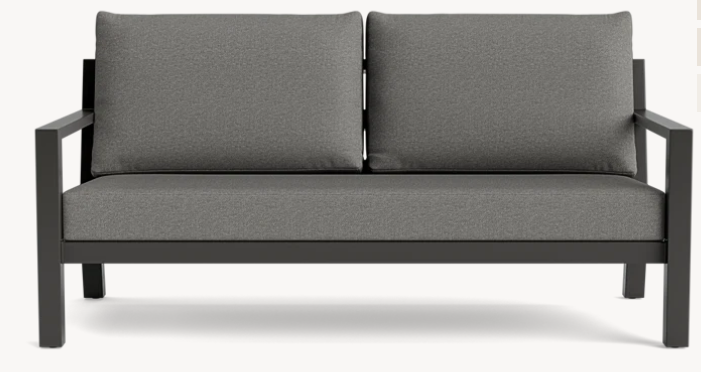 Timber Aluminium Frame 2.5 Person sofa, lava frame and Sunbrella Natte charcoal cushions