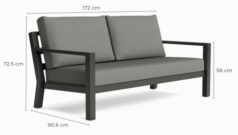 LIFE Timber Outdoor Aluminium Sofa - with Sunbrella cushions -   LAVA Back in Stock!