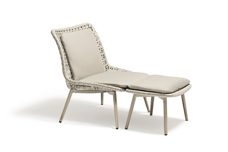 Esquire low chair with footstool and sunbrella squabs