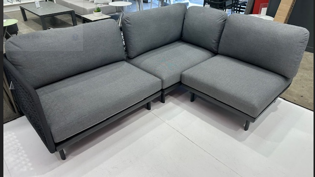 CLUB dark grey modular sofa setting, right arm sofa, left arm sofa, single armless sofa, and armrest cushion for the corner. dark grey 