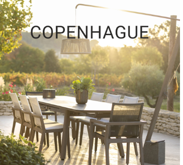 COPENHAGUE Outdoor Dining Arm Chair - Eden Grey (Batyline Sling)