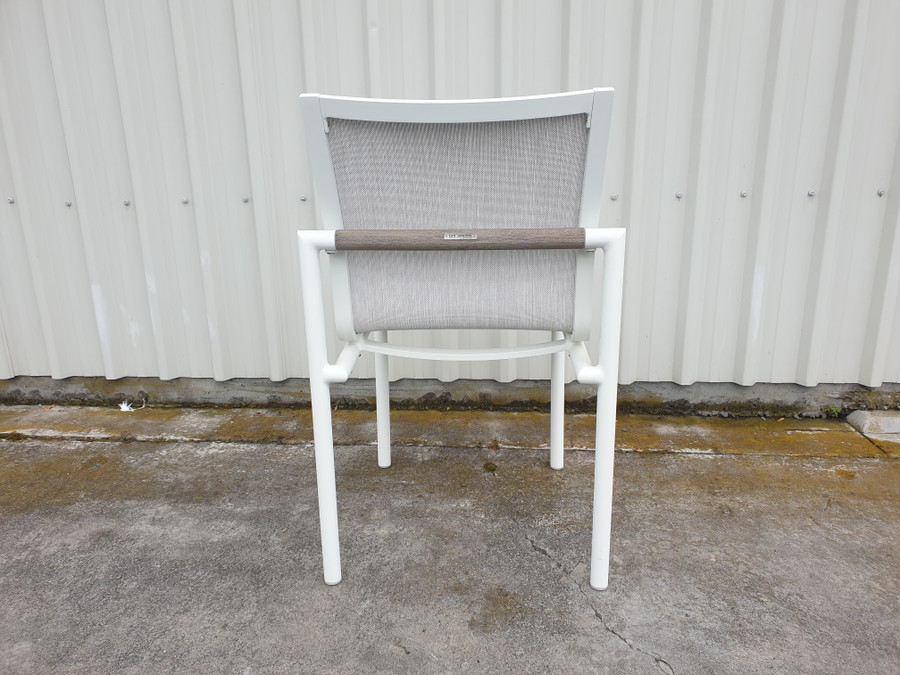 Rear view of Bastingage dining side chair by Les Jardins