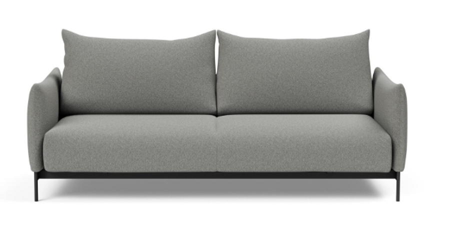 MALLOY sleek sofa bed in fabric 533 Ash Boucle - in sofa position. 