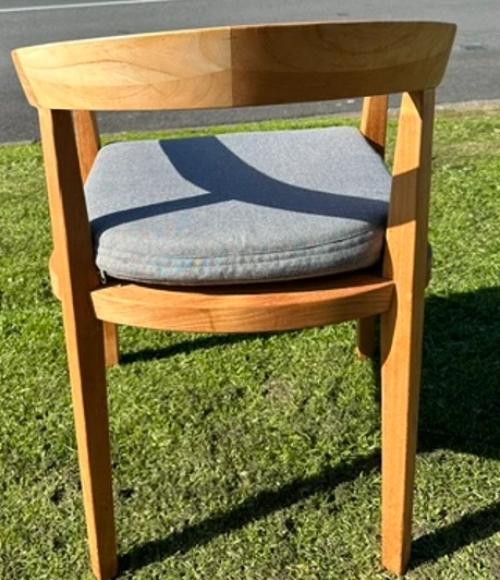 VENETO Teak Outdoor Dining Chair with Sunbrella Cast Slate Cushion