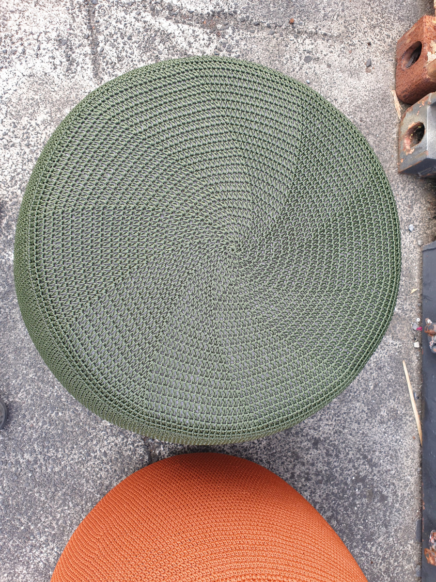 MIA outdoor crochet pouf in Moss - 55x48