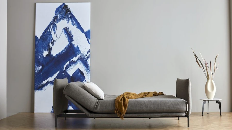 JUNUS Double sofa bed by Innovation Living. Sharp style soft spring futon mattress and soft fabric arms included. Sorry, SOLD OUT in Kenya Taupe Colour