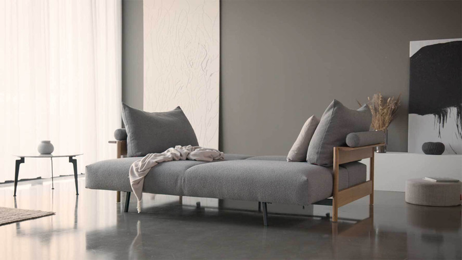 MALLOY sofa bed 150cm wide with oak arms by Innovation Living