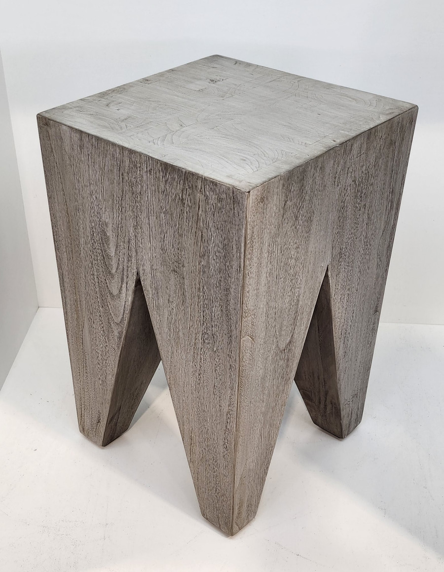 TANA Teak Stool/Side Table in Clay - angle view