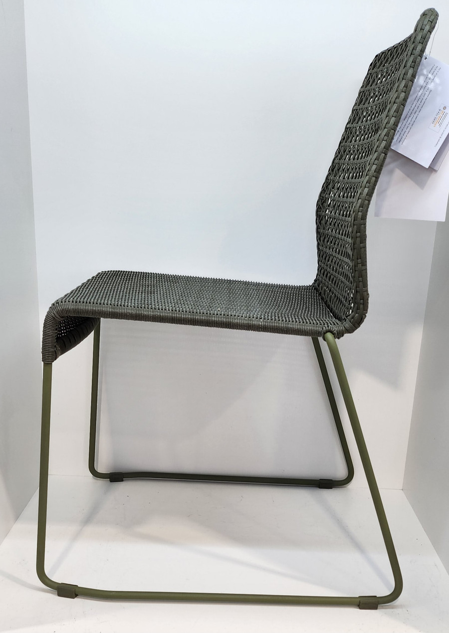 PAX Outdoor Dining Side Chair in the Moss colour - side view