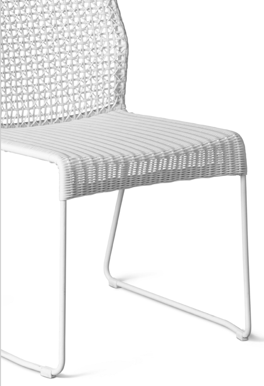 PAX Outdoor Dining Side Chair in the Stone colour - angled view