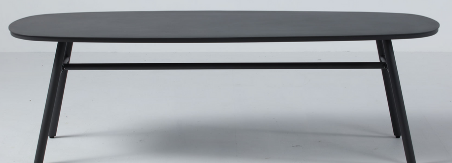 RIO Outdoor Dining Table with Ceramic Top - 245x97x75 - Black Frame and Dark Grey Top
