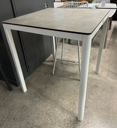 ELLA Bar Table - White Frame and Concrete Look HPL Table Top - low maintenance!
