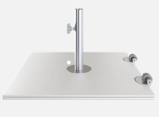 25kg Galvanised Steel Base with wheels and an extra 20kg weight made of Galvanised steel fits seamlessly on top!