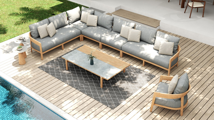 RAOUL Teak and Ceramic Coffee Table (180cm x 106cm) 
Displayed with Outdoor lounge set
