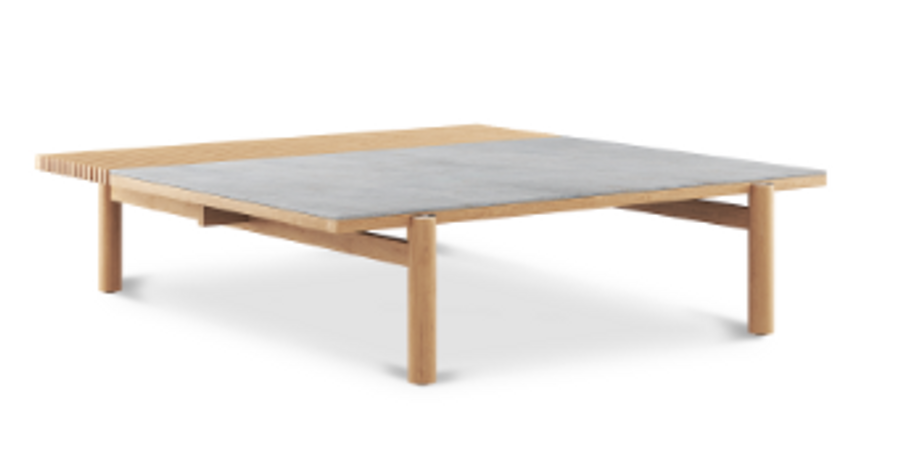 RAOUL Teak and Ceramic Coffee table- SQUARE 120cmx120cmx37cmH - TWO COLOURS