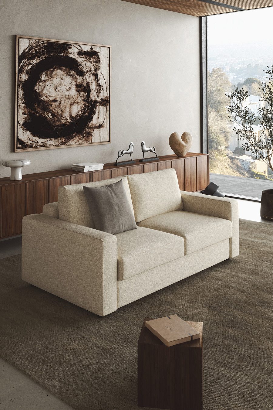 Neah in sofa position, in fabric Taura Off-white