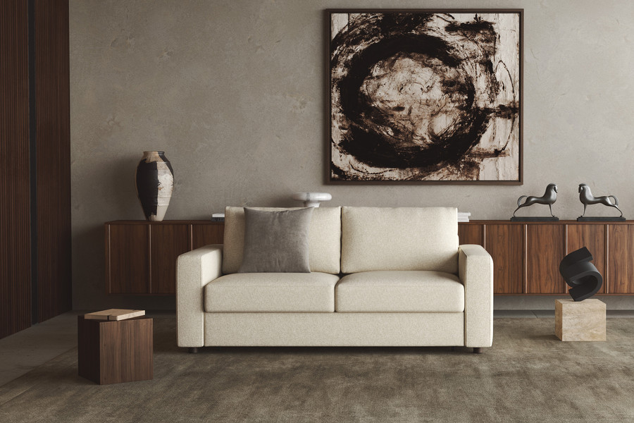 Neah sofa bed face on, in fabric Taura Off-white