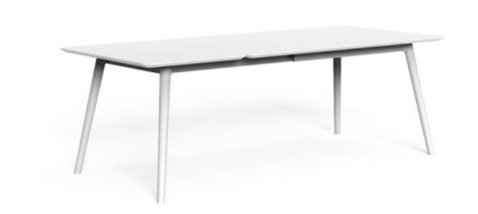 Moon Extending Dining table, 240cm extends to 300cm x 100cm, not extended.  Space between the legs is 200cm.
