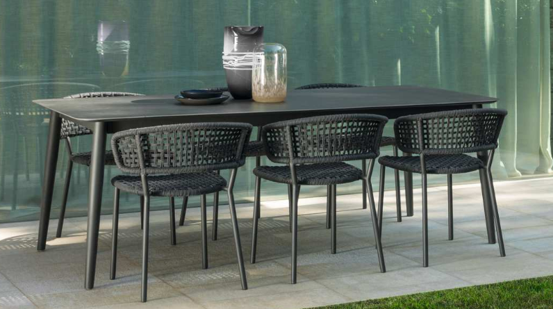 Moon side chair in graphite paired with Moon dining table in graphite (Moon table in this size and colour sold out!)