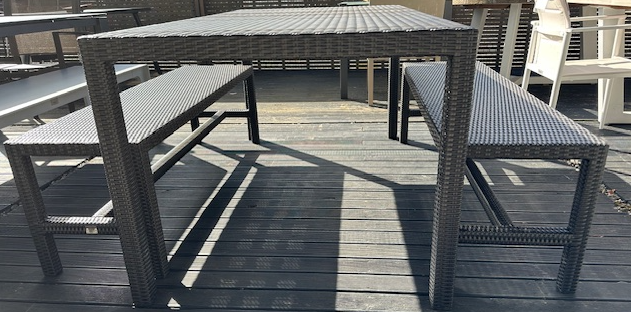 BASTIA BENCH  Woven Wicker BENCH on ALUMINIUM FRAME  - 195cmx40cm- Dark Espresso Colour