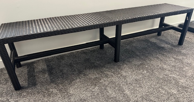 BASTIA BENCH  Woven Wicker BENCH on ALUMINIUM FRAME  - 195cmx40cm- Dark Espresso Colour