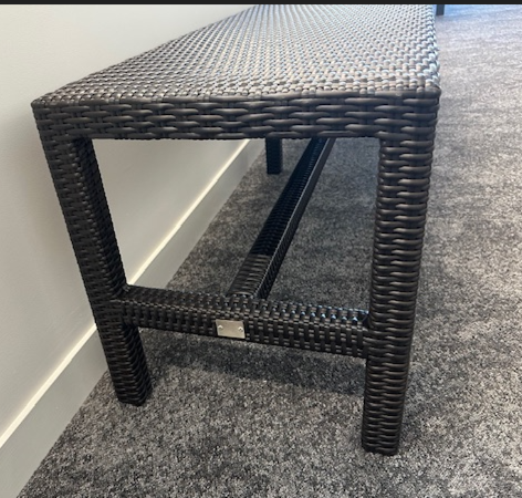 BASTIA BENCH  Woven Wicker BENCH on ALUMINIUM FRAME  - 195cmx40cm- Dark Espresso Colour