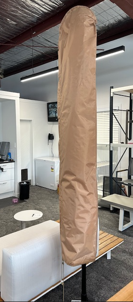 Nylon protection cover in Tan colour will fit umbrellas up to 3.5m octagonal