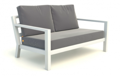 LIFE Timber Alu Outdoor Sofa in White Frame.
*The sunbrella cushions supplied with this frame are Natte Charcoal, supplied with Natte Light Grey Cushions
