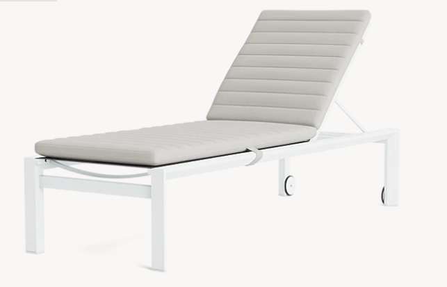 Delta High Version is supplied with sumptuous outdoor squab and head rest (head rest now shown in picture) in Sunbrella Natte Grey Chine (light grey)