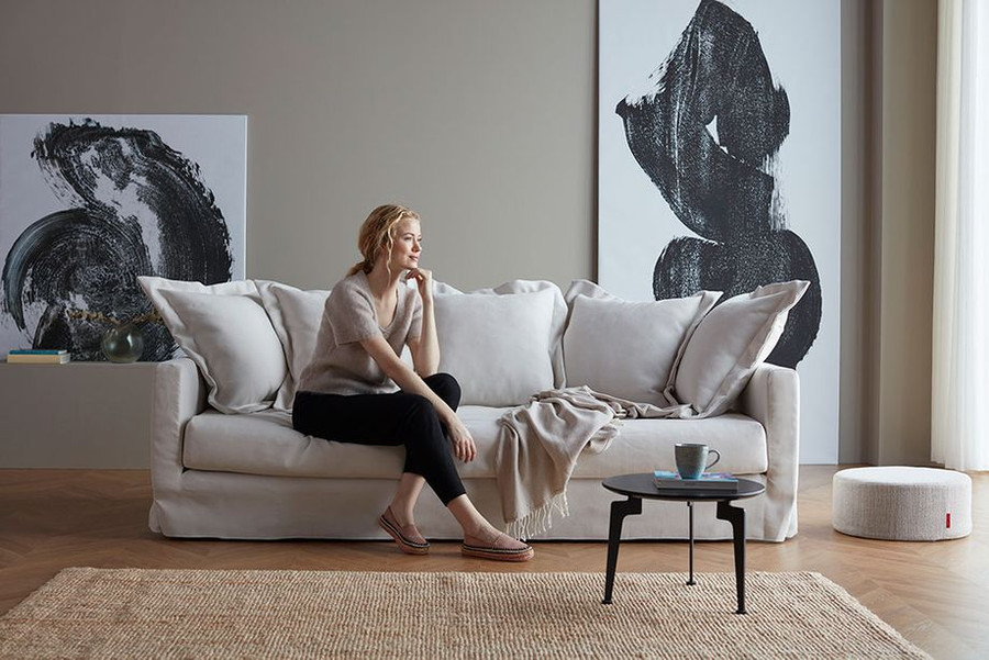 PASCALA bohemian, hamptons style, double sofa bed by Innovation Living in Dusty White fabric 574.