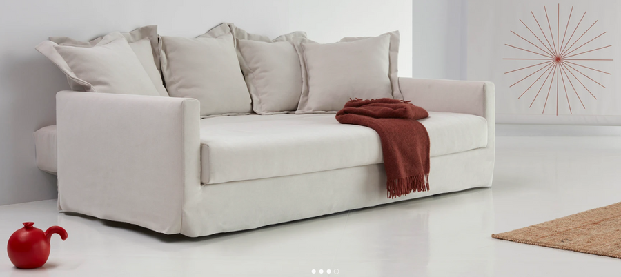 PASCALA bohemian, hamptons style double sofa bed by Innovation Living in Dusty White fabric 574.