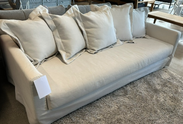 SALE ON PASCALA Double Sofa Bed by Innovation ON EX DISPLAY MODEL in  Dusty White Washable Slip Covers!