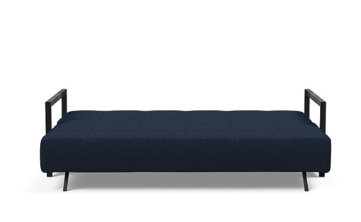 BIFROST Queen Sofa Bed with black oak arms. Available in various fabric options - please ask staff for assistance
Displayed here in Blue Dance
Fully open as a bed