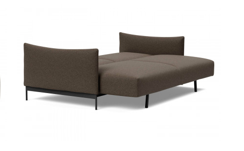 MALLOY sleek sofa bed in fabric 578 Kenya Taupe - in a bed position