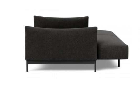MALLOY sleek sofa bed in fabric 577 Kenya Dark Grey - in a bed position - side view