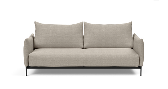 MALLOY sleek sofa bed in fabric 579 Kenya Gravel - in sofa position - front view