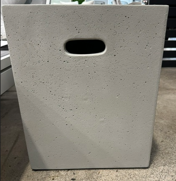 Lime lightweight concrete stool, two grab handles for ease of movement
