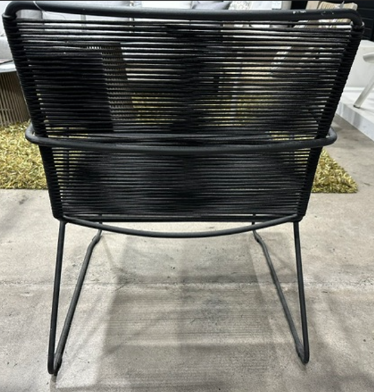 Back view of James Lounge chair, showcasing the outdoor durable rope weave detail