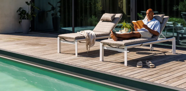 Delta Extra High Outdoor Sun Lounger - Version 2,  Lava Frame  45cm High