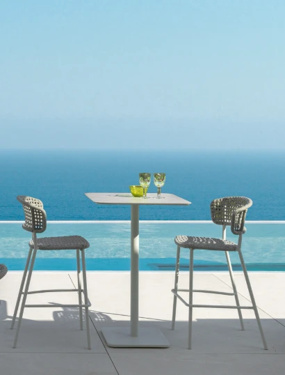 MOON BAR Table by Talenti  Italy - 70x70x105 - 2 colours - Pale Grey Ceramic Top/White Frame or Dark Grey Ceramic Top/Graphite Frame