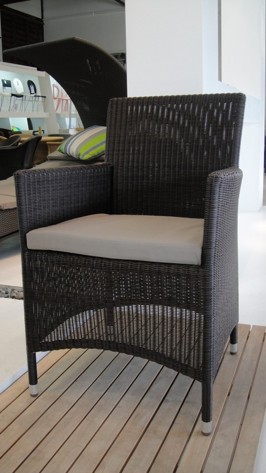 AUSTIN chair in Dark Grey with a Taupe squab
