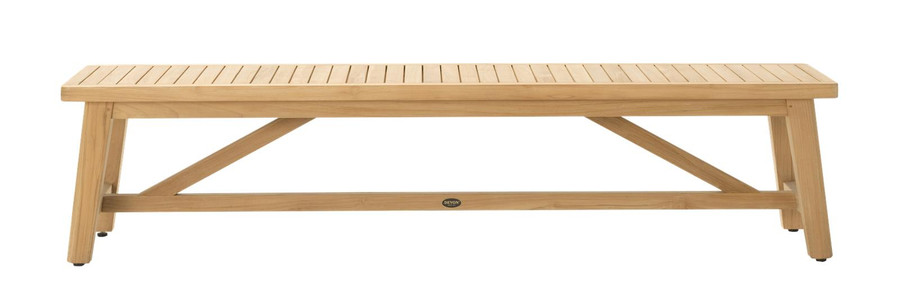 Front view of Devon outdoor PORTER teak bench - 1970mm