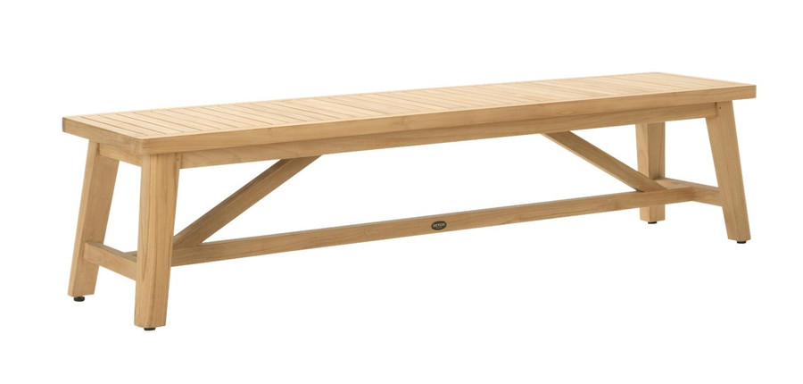 Angle view of Devon outdoor PORTER teak bench - 1970mm