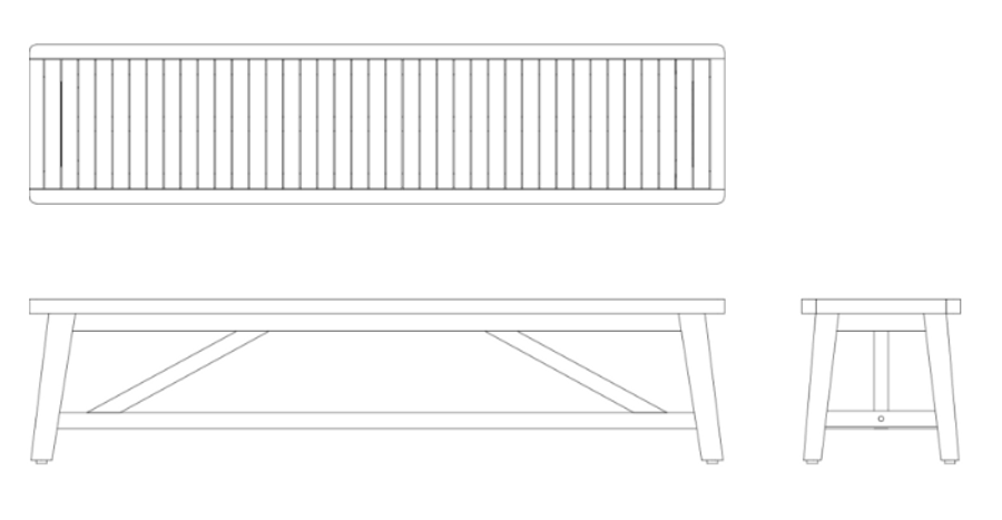 Devon outdoor PORTER teak bench - 1970mm