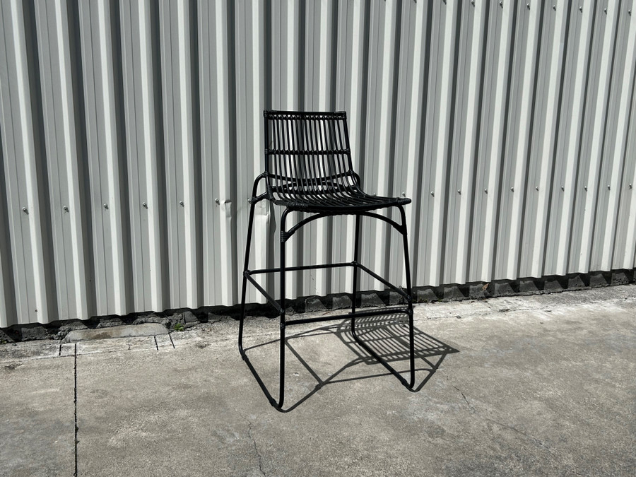 BALIZE bar stool in black with synthetic cord