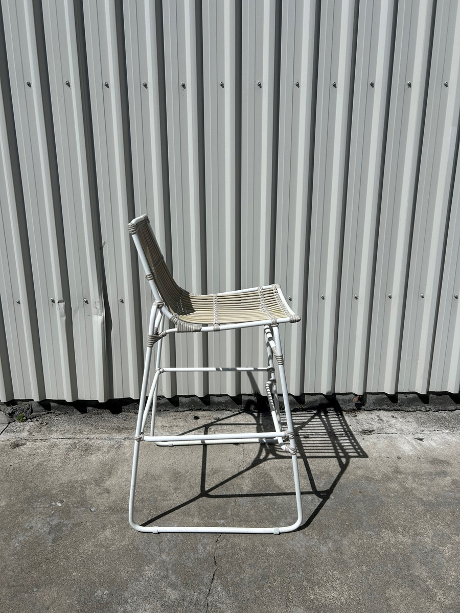 Side view of BALIZE bar stool in white