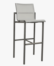 BASTINGAGE Bar Stool in Lava with a duratek teak accent and an aluminium strip on foot stand - front view