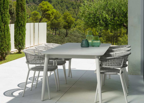 MOON Extending Dining Table by Talenti Italy - 240-300m x 100x76 - White Frame with Grey Top - LAST TABLE, ON DISPLAY!