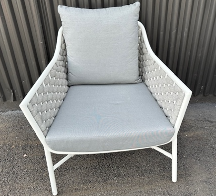 RIO Low Armchair - white frame, grey fabric