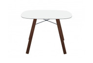 WOX Iroko table 100x100 with rounded corners - HPL table top with Iroko wooden legs